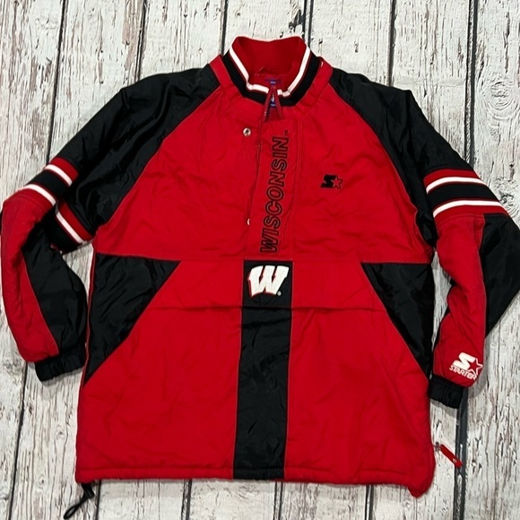 Vintage University of Wisconsin Badgers Starter NCAA College Zip Up Puffy Jacket